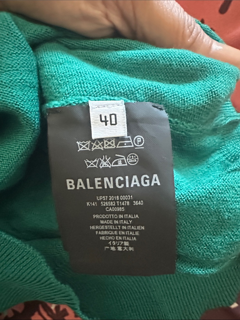 Balenciaga Teal Green Logo Crewneck Sweater - Picture 4 of 5